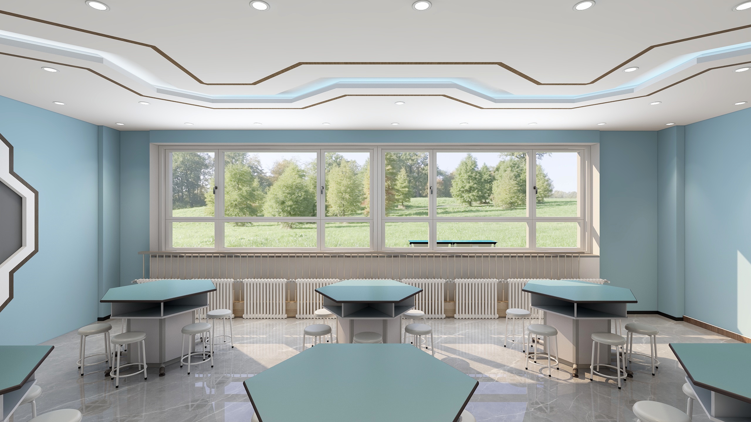 ୧⍤⃝ 八九-科学教室六边形桌子-装修设计方案