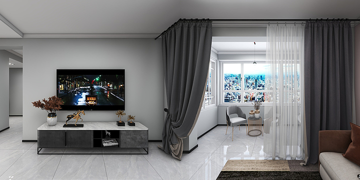 一介儒生-蓝泽大金城129黑白灰-装修设计方案