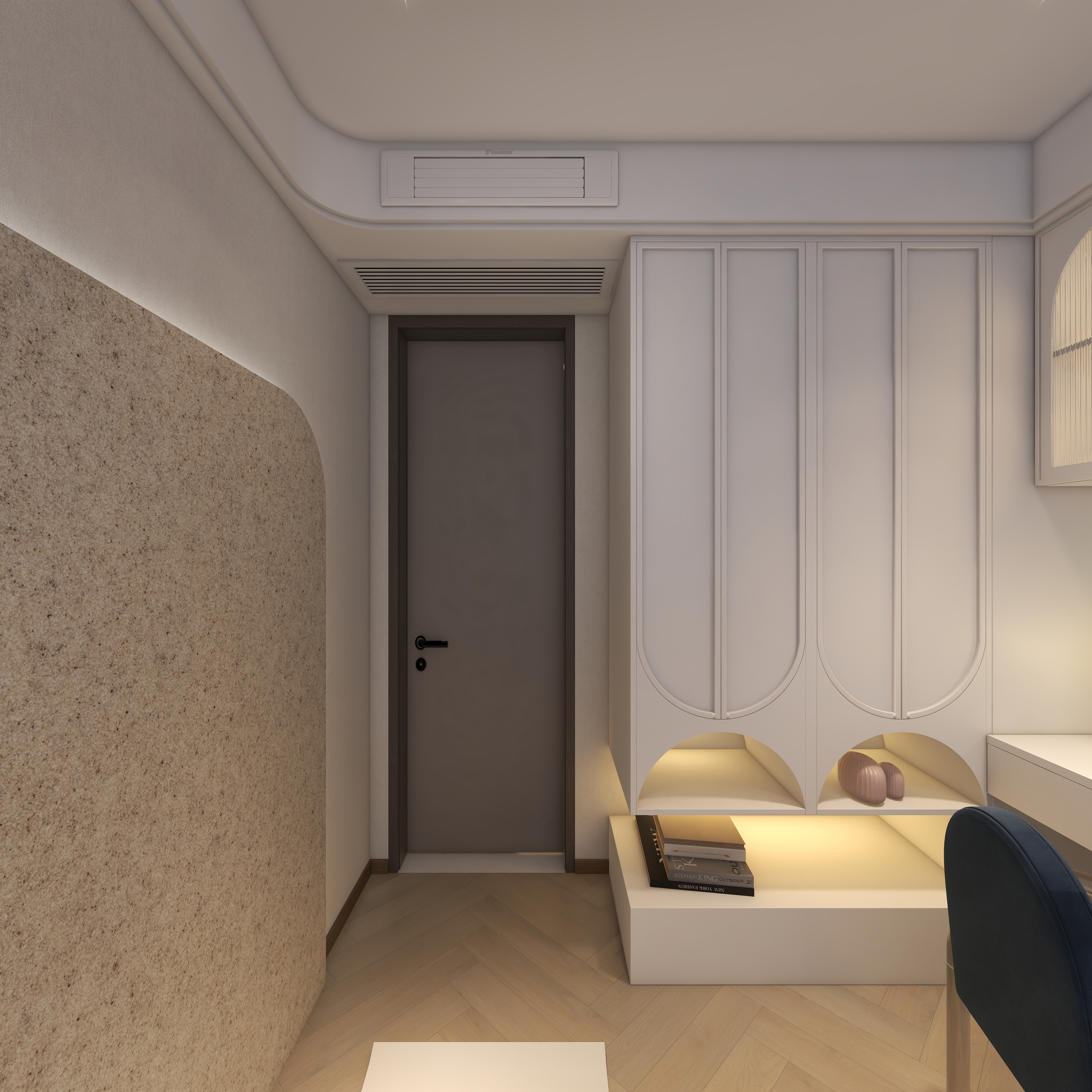 大金空调官方-100㎡ 奶油侘寂风，打造夜幕下的理想家一层多功能房装修效果图第3张