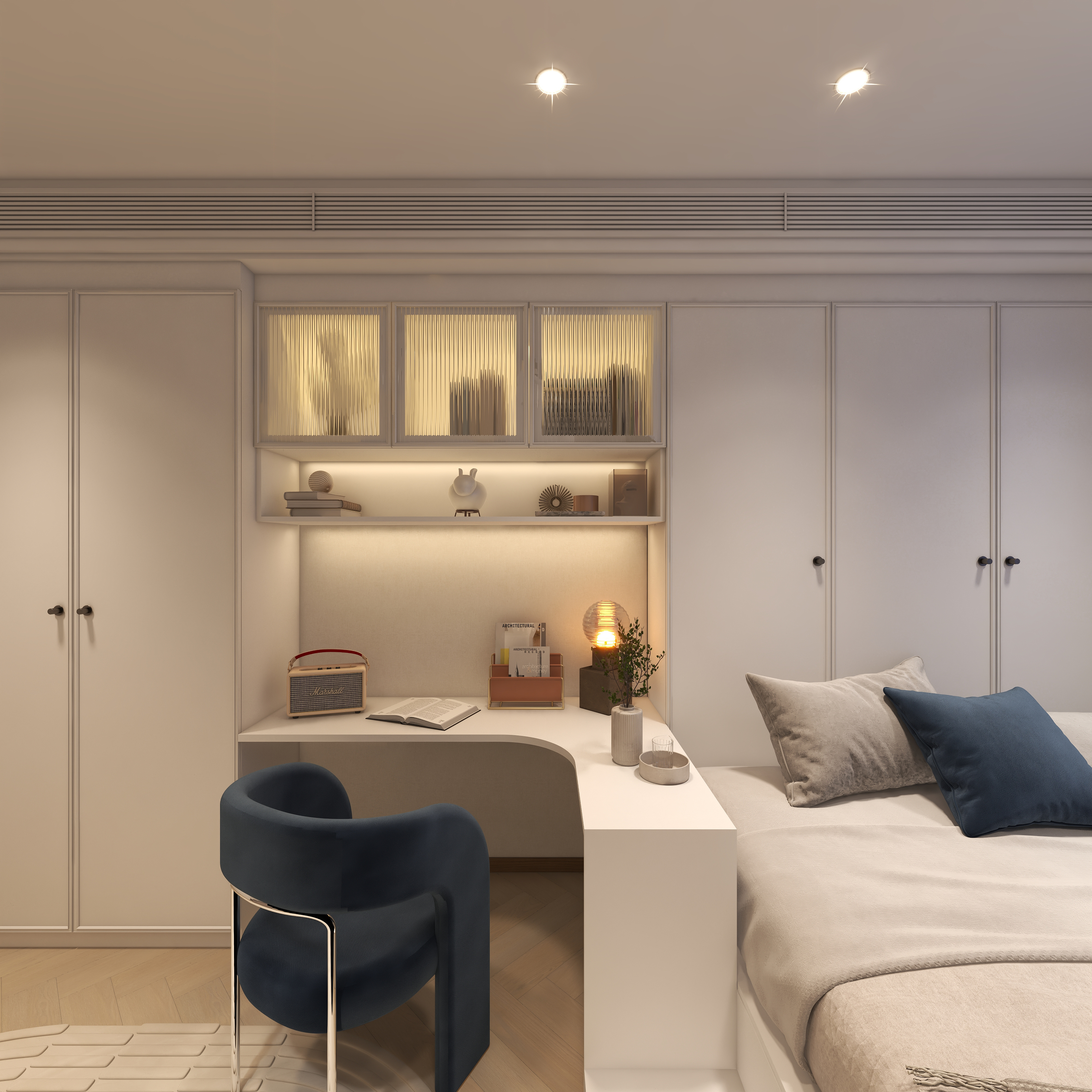 大金空调官方-100㎡ 奶油侘寂风，打造夜幕下的理想家一层次卧装修效果图第3张