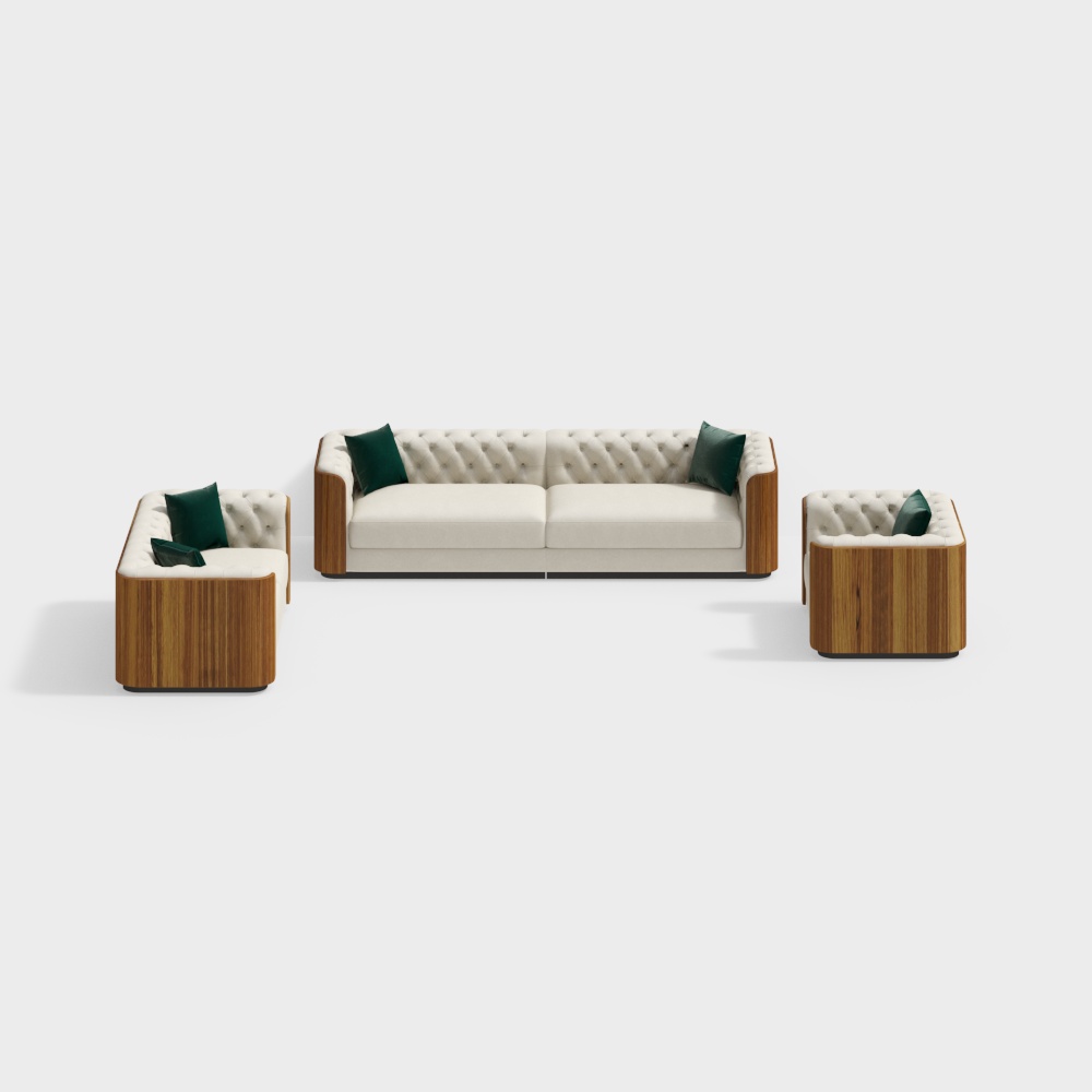 Wovent Juego de 3 sofás y sofá de piel sintética con diseño moderno en color beige