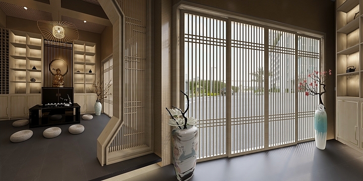 谦易设计-天外天茶楼-禅风-装修设计方案