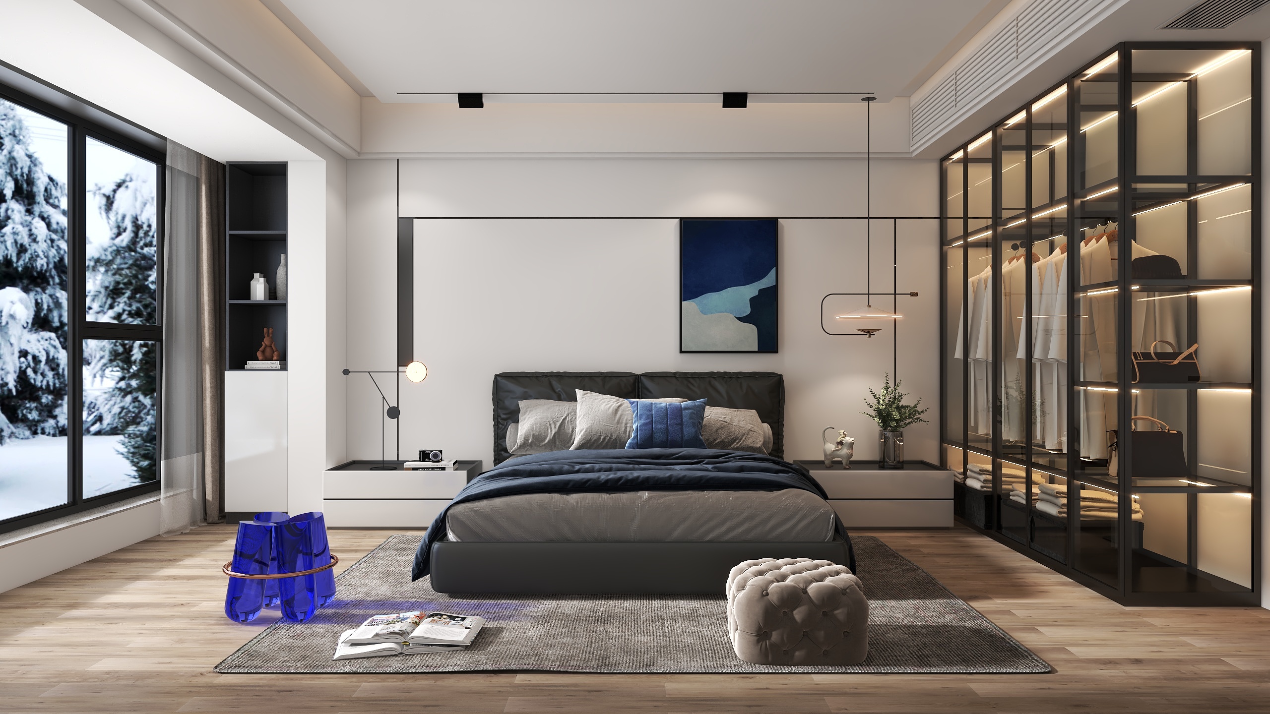 丨效果图表现-主卧透明衣柜-装修设计方案