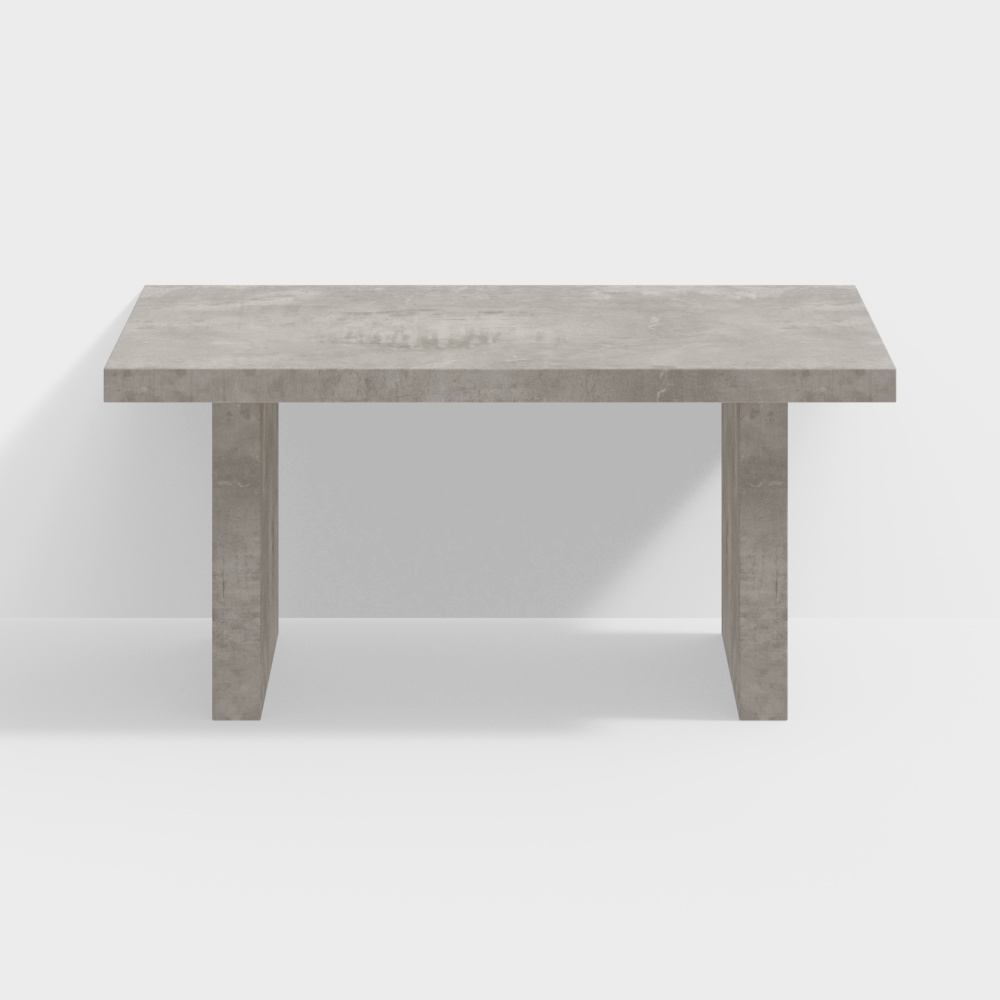 Upoak 63" Farmhouse Concrete Gray Wooden Dining Table for 6 Person Double Pedestal