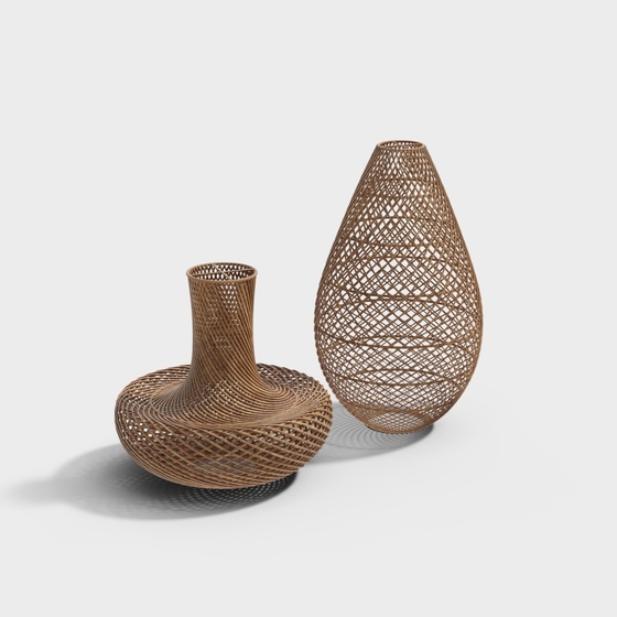 Wabi-Sabi Rattan Ornaments 3D Model