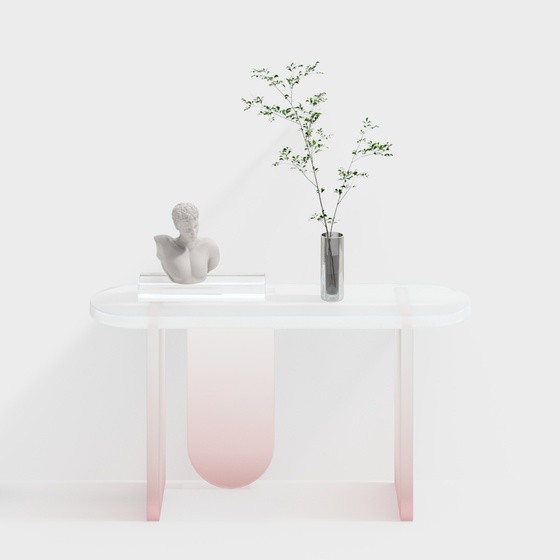 Pink Modern Entrance Cabinet Combination 3D Model