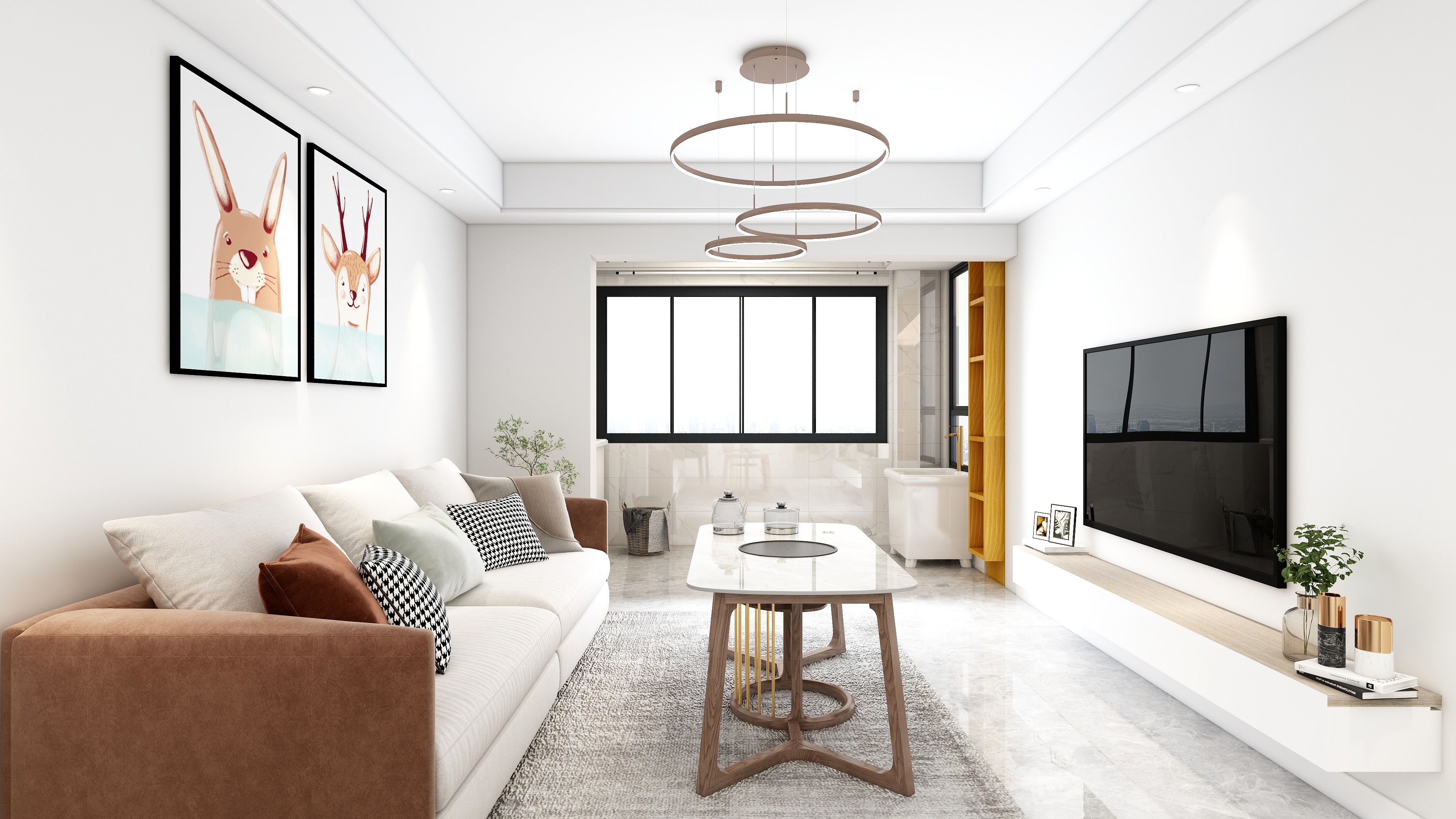 中沪红马赢装潢-品然整装-大气沉稳的三房-装修设计方案