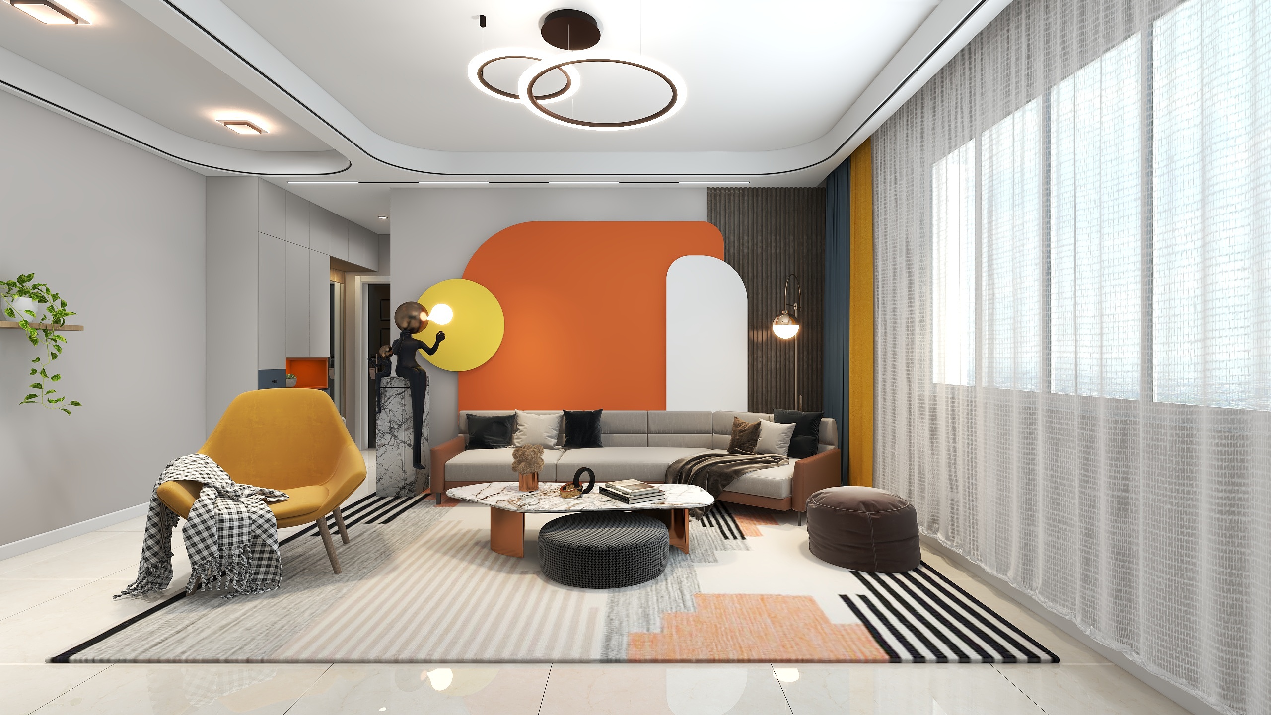 山西太原七夜设计-锦晨苑三室两厅一厨一卫-装修设计方案