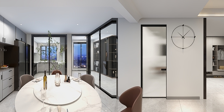 家装设计胡晓龙-龙溪城138平-餐厅无主灯-装修设计方案