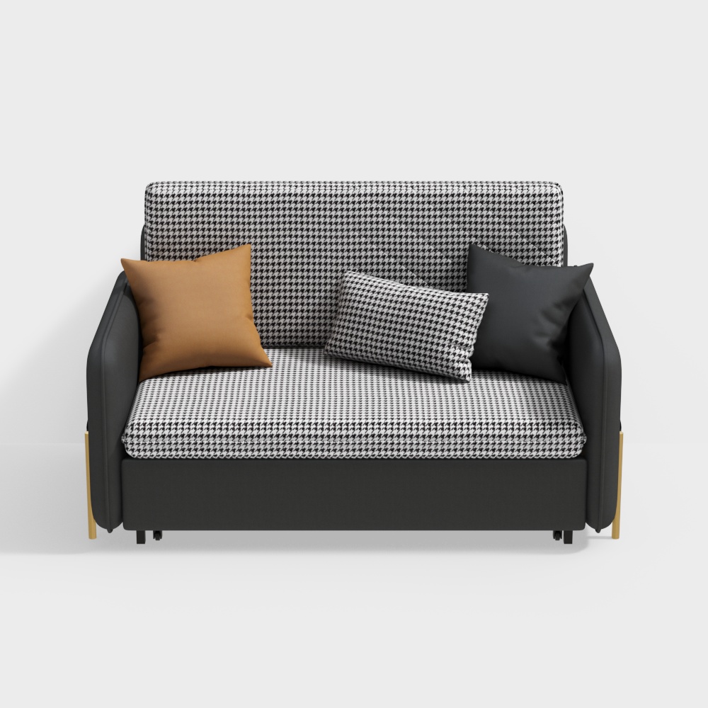Sofá cama doble de 1360 mm, sofá cama convertible tapizado en gris oscuro con almacenamiento