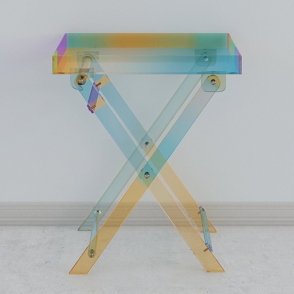 Table d'appoint pliante moderne en acrylique Table d'appoint carrée transparente irisée