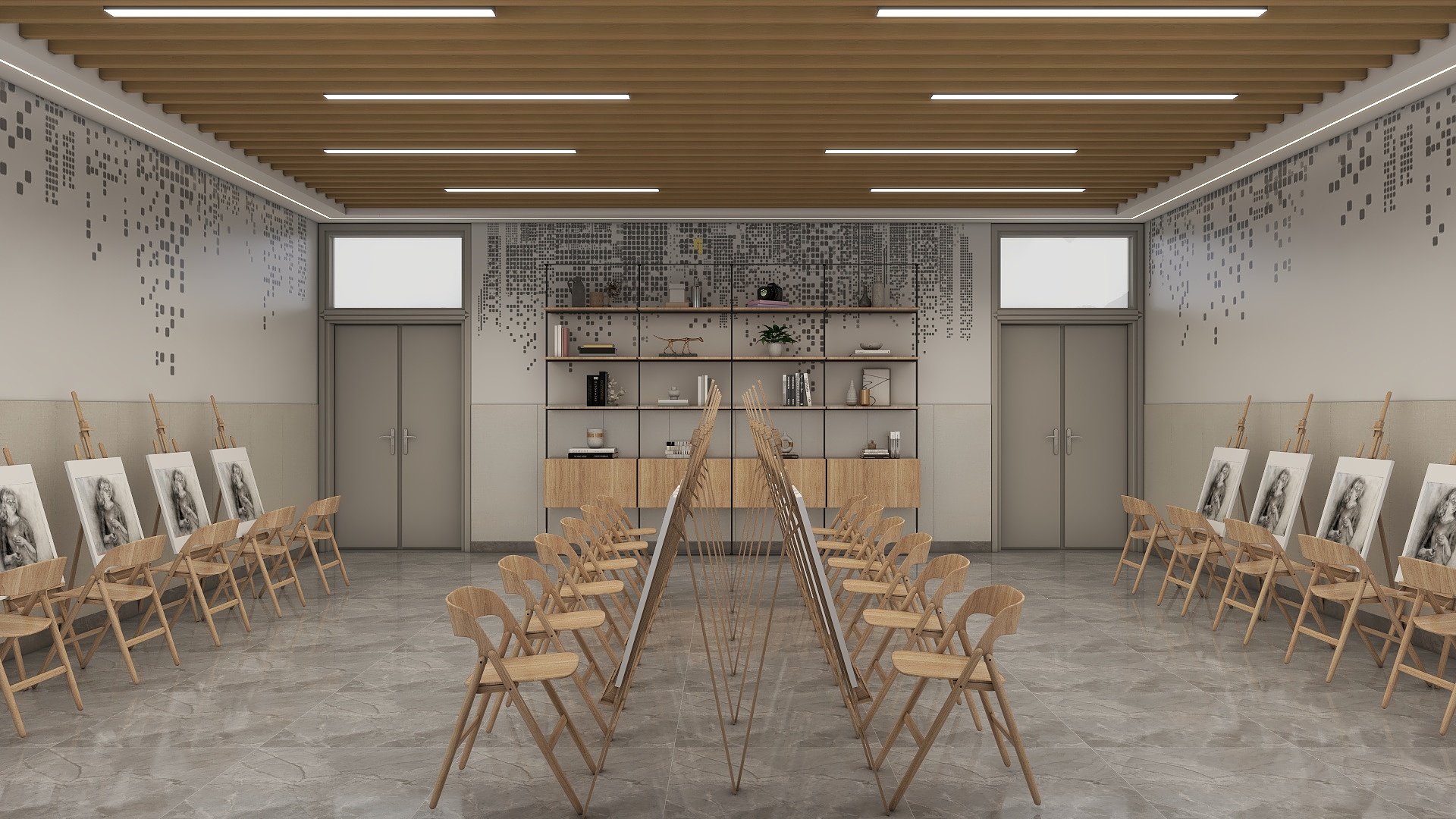 星空设计工作室design-现代原木画室装修效果图