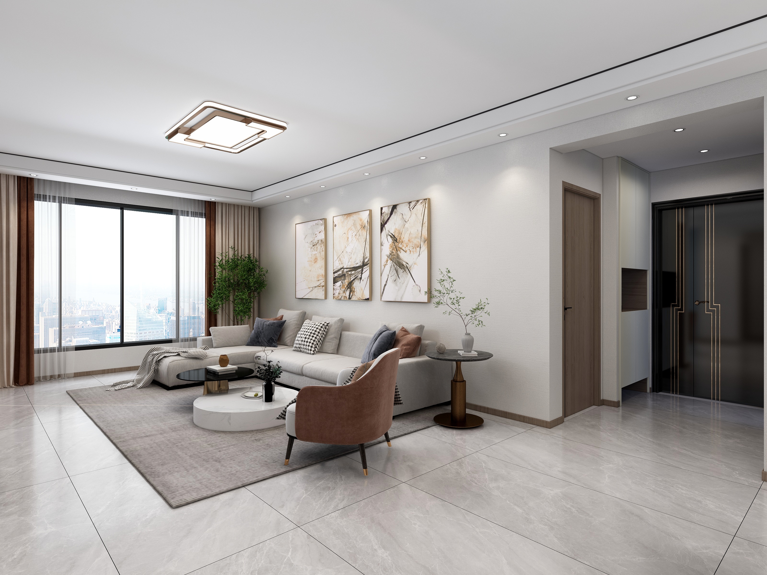 柴娜-蓝天格-122方现代简约三室-装修设计方案