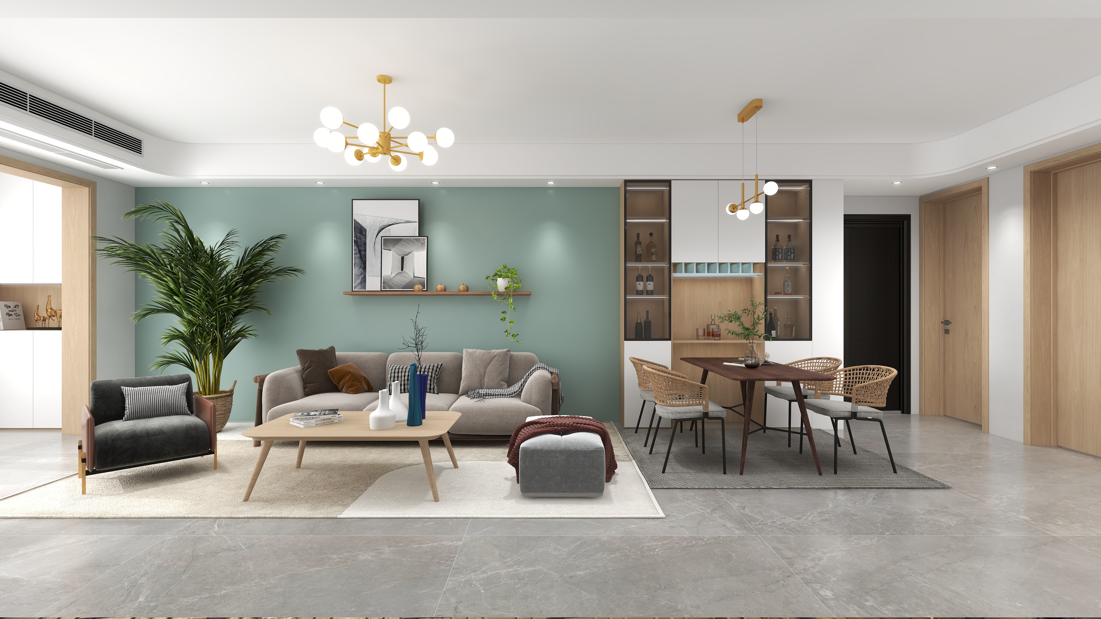 登封好莱客QVtV-北欧原木108平三居-装修设计方案