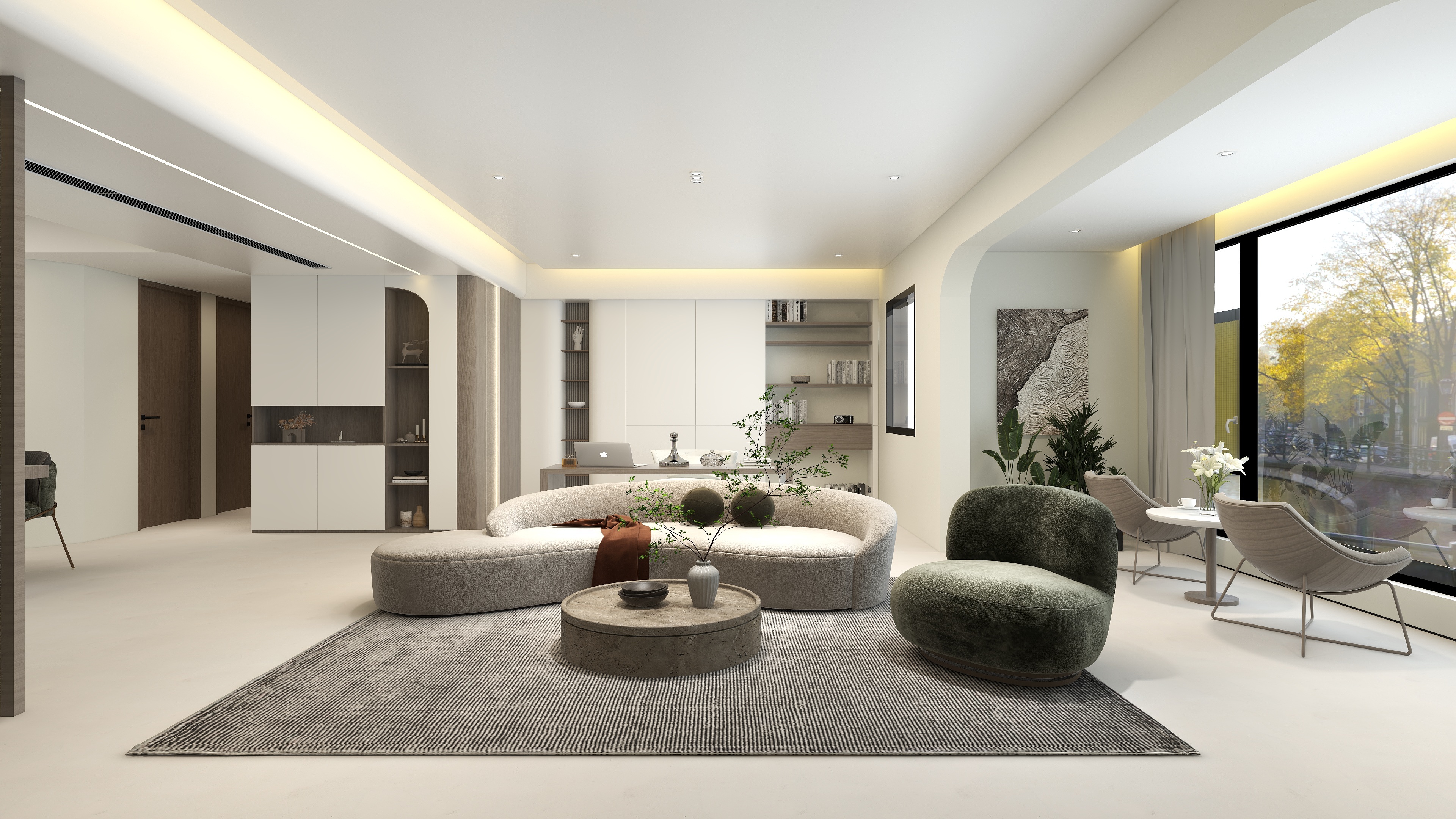 大金空调官方-150m²奶茶轻奢,打造暖色系舒适高级住宅。装修效果图