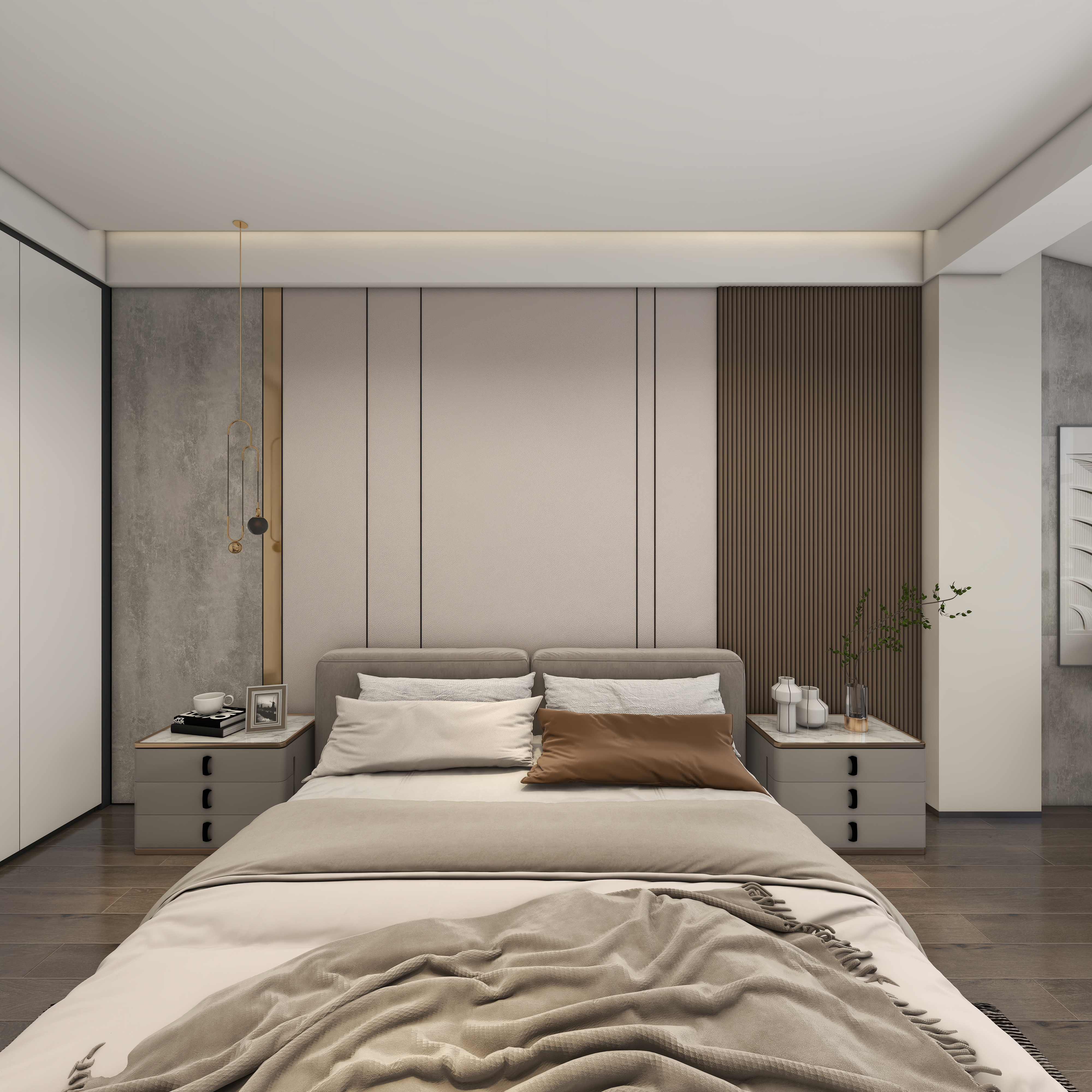 星空设计desgin-417㎡现代轻奢四层别墅三层主卧装修效果图第4张