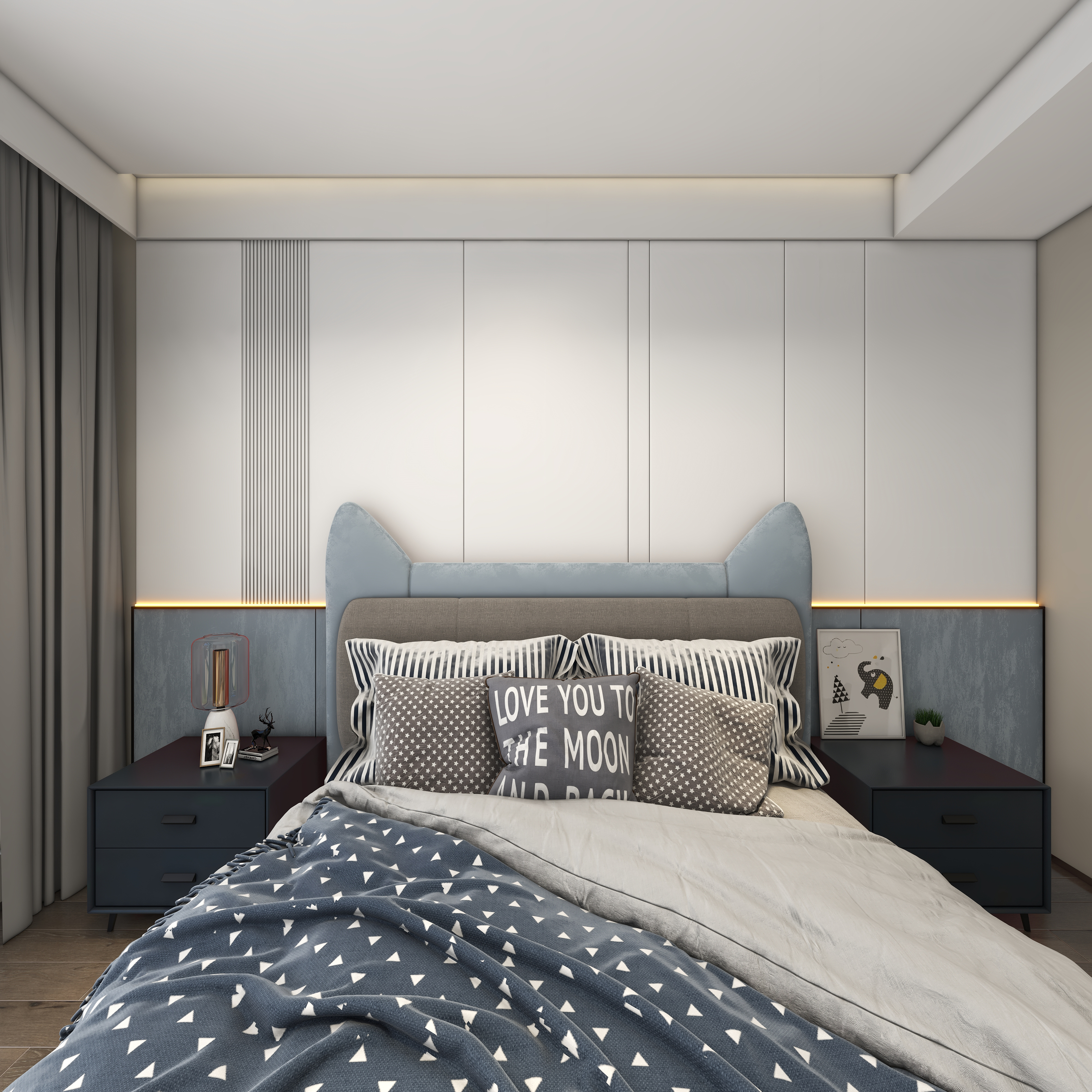 星空设计desgin-417㎡现代轻奢四层别墅三层儿童房装修效果图第3张