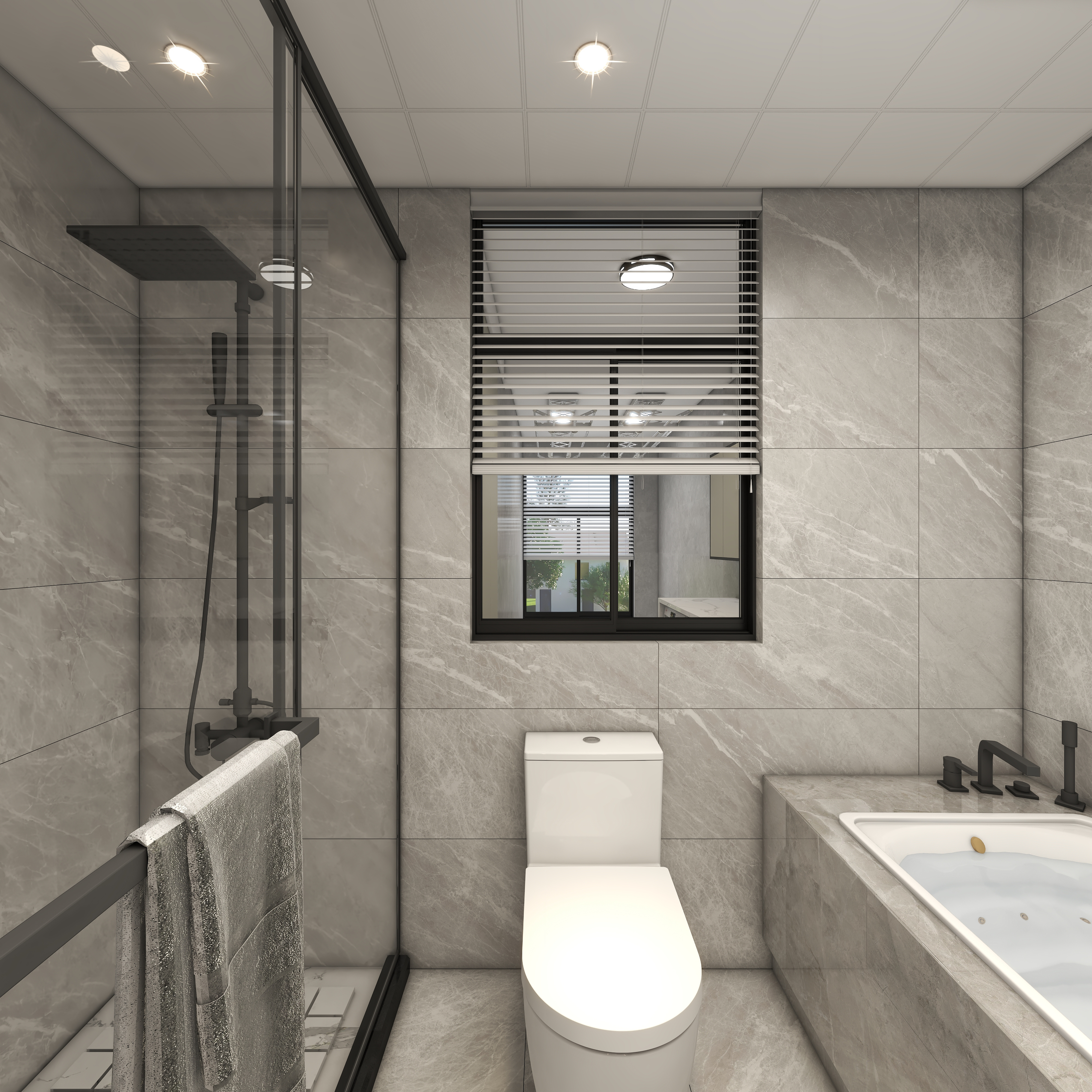 星空设计desgin-417㎡现代轻奢四层别墅三层主卫装修效果图第4张