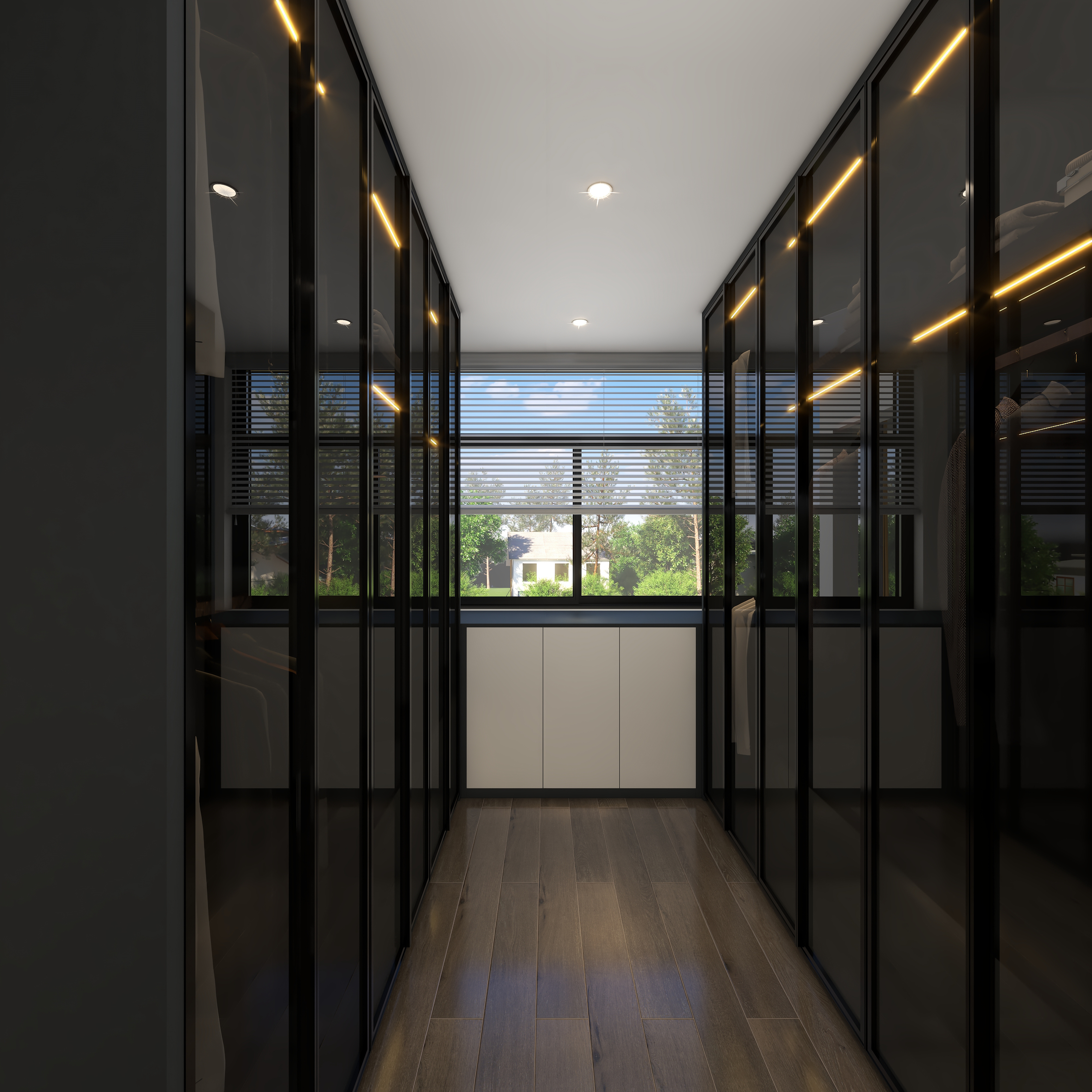 星空设计desgin-417㎡现代轻奢四层别墅三层步入式衣柜装修效果图第3张