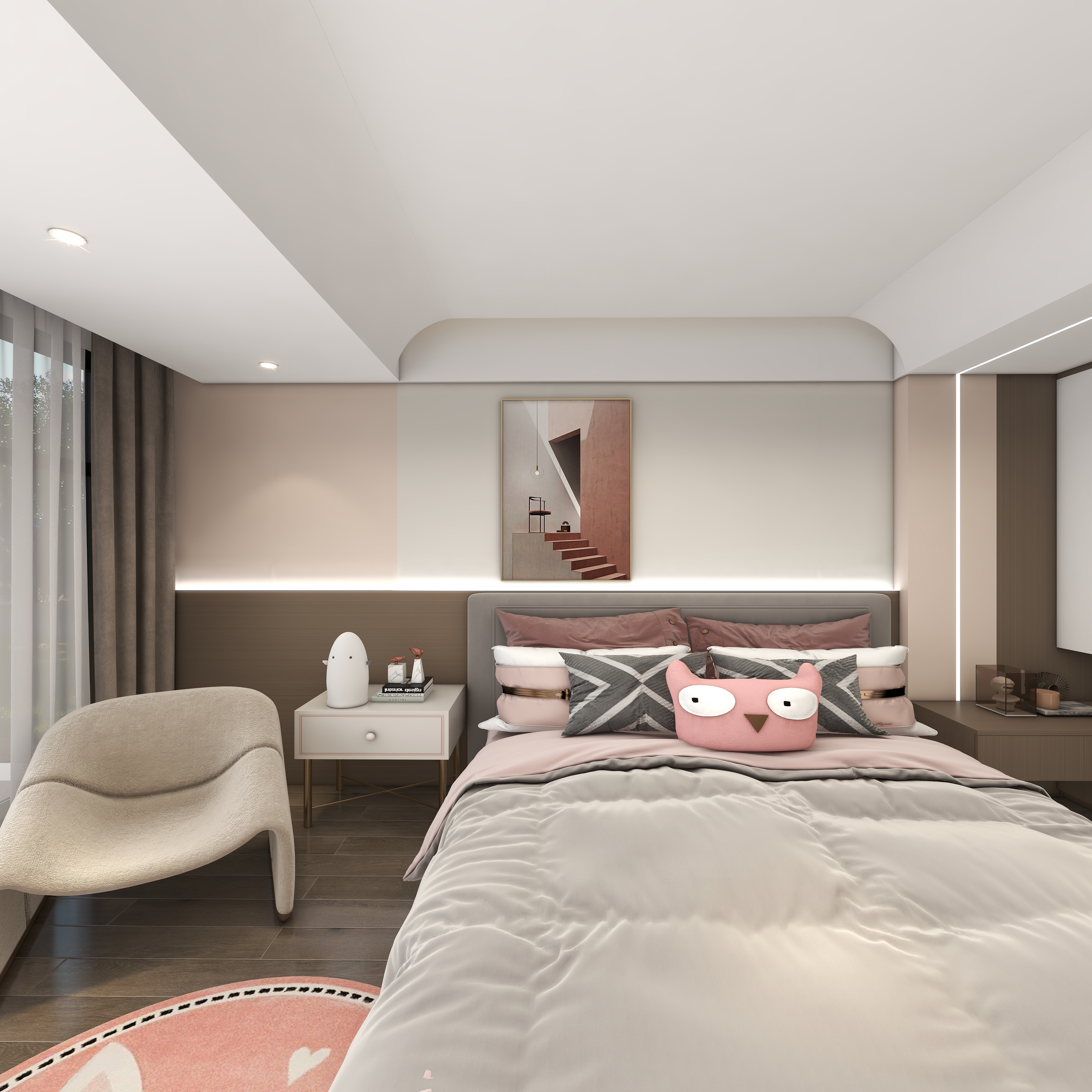 星空设计desgin-417㎡现代轻奢四层别墅二层儿童房装修效果图第4张