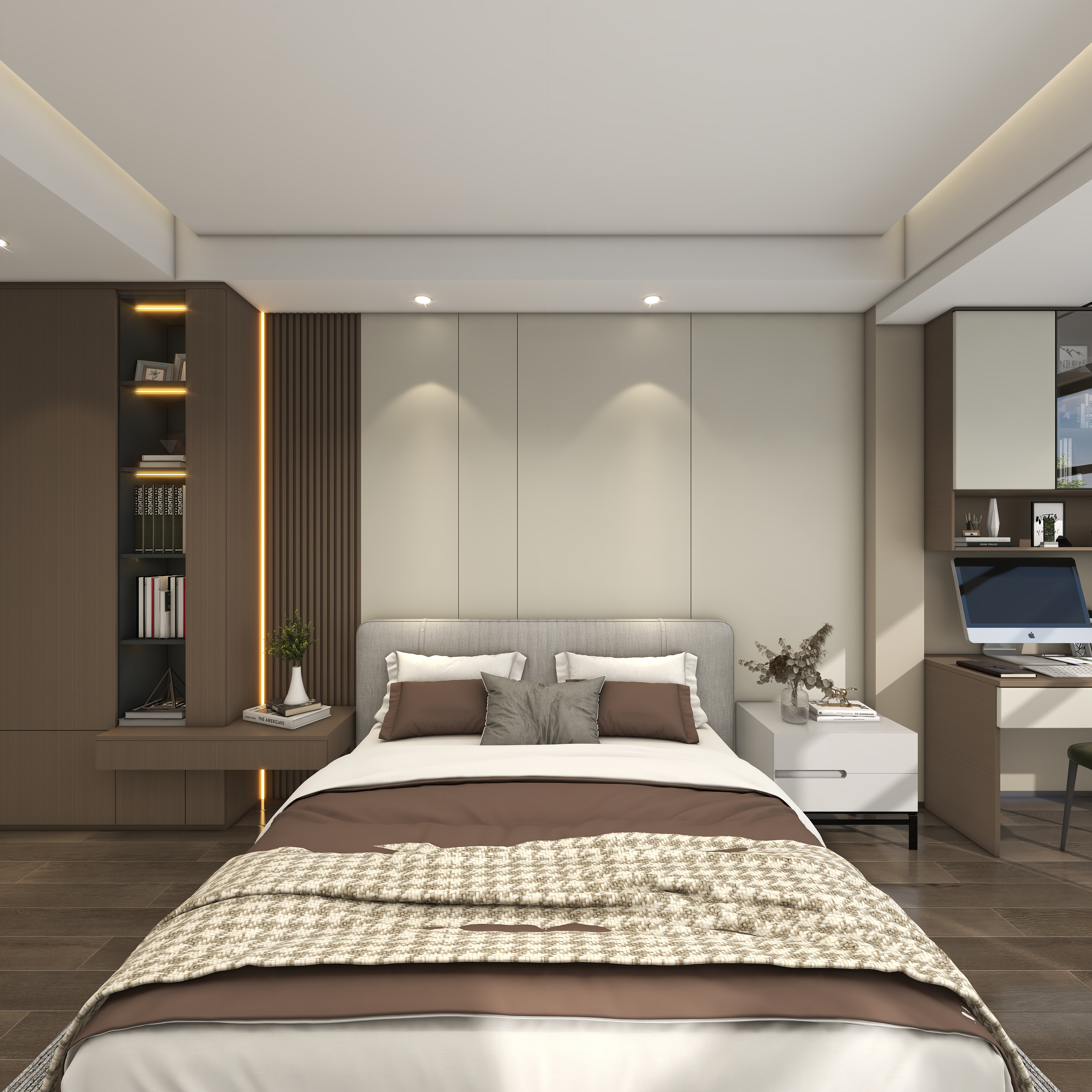 星空设计desgin-417㎡现代轻奢四层别墅二层老人房装修效果图第4张