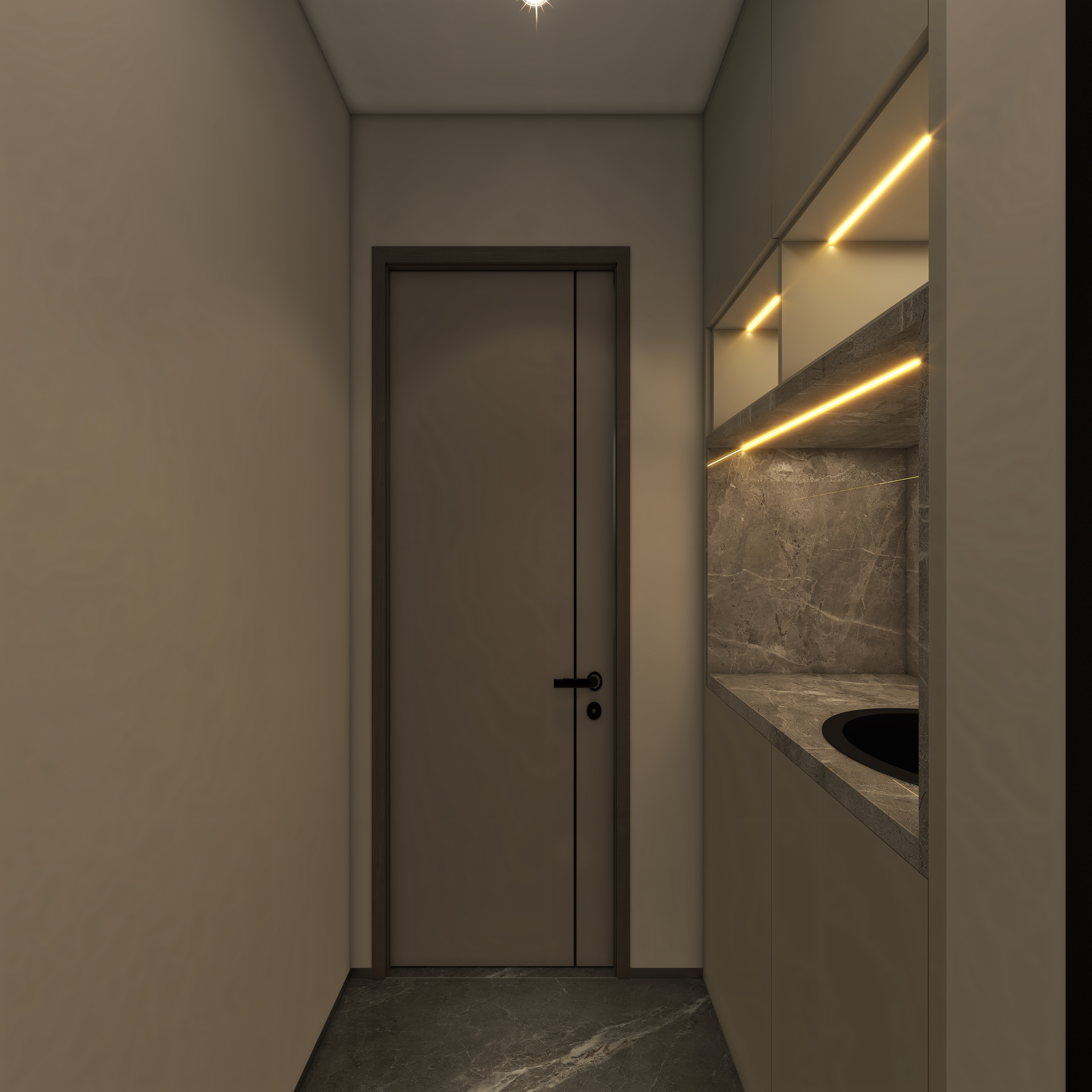 星空设计desgin-417㎡现代轻奢四层别墅三层楼梯间装修效果图第3张