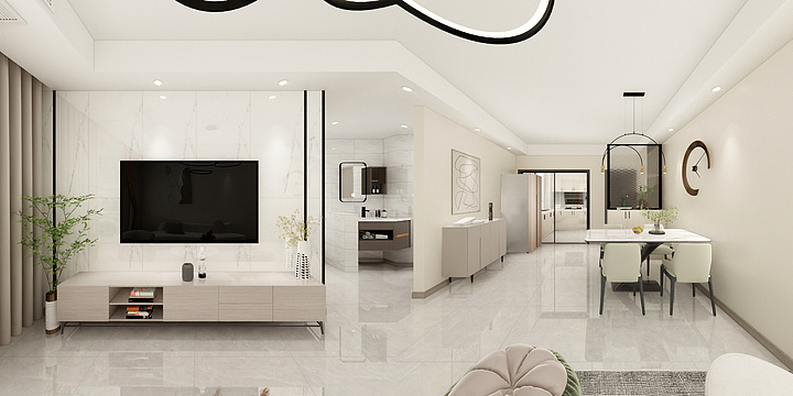 效果图制作12-慢谷·小古城97㎡2室-装修设计方案