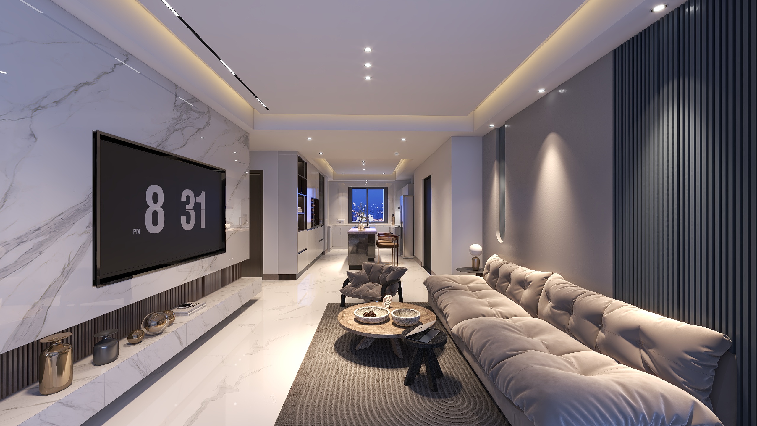 设计师白小白白-三室一厅现代简约无主灯风格-装修设计方案