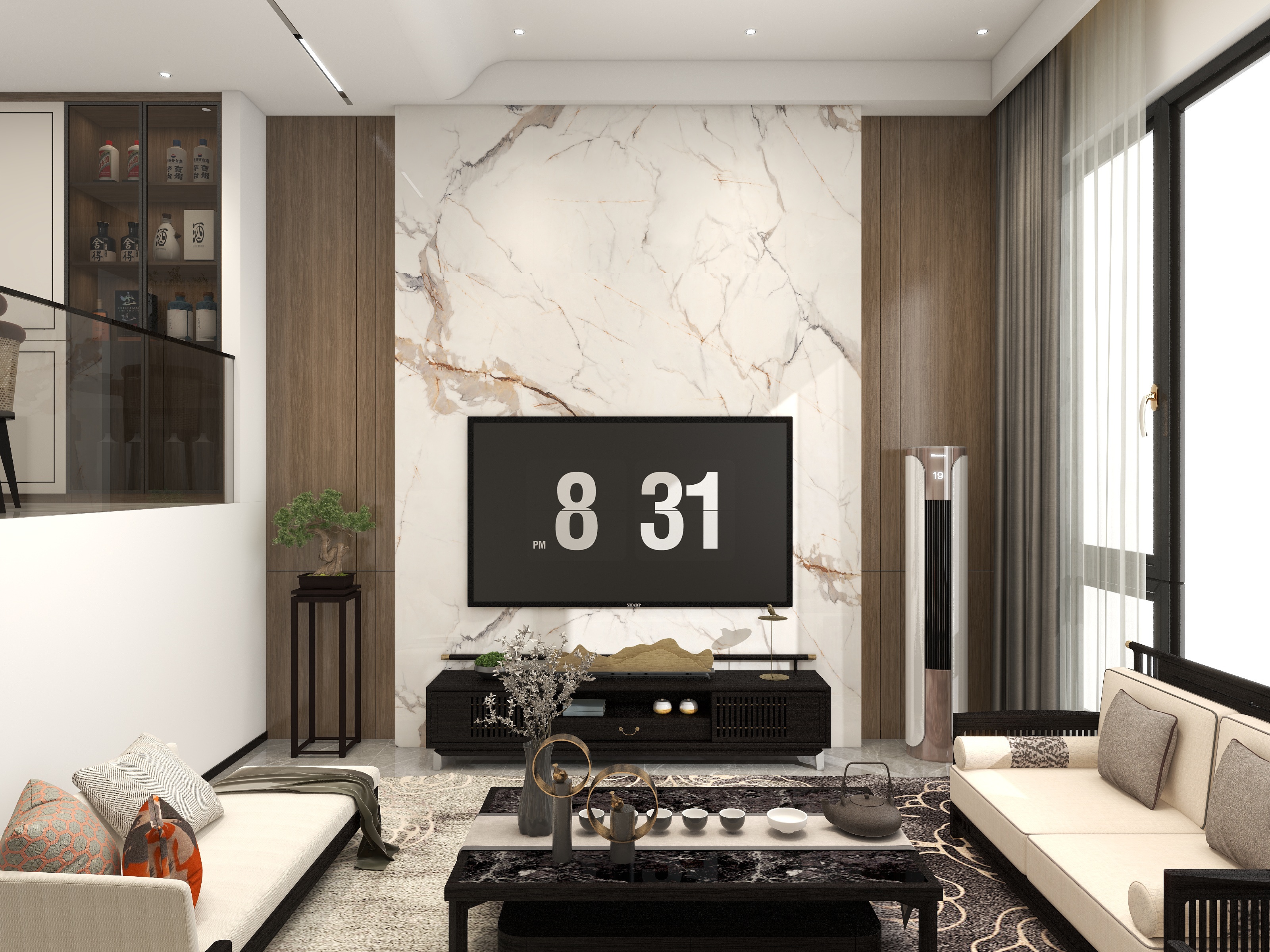 方寸全案设计-别墅一新中式装修效果图