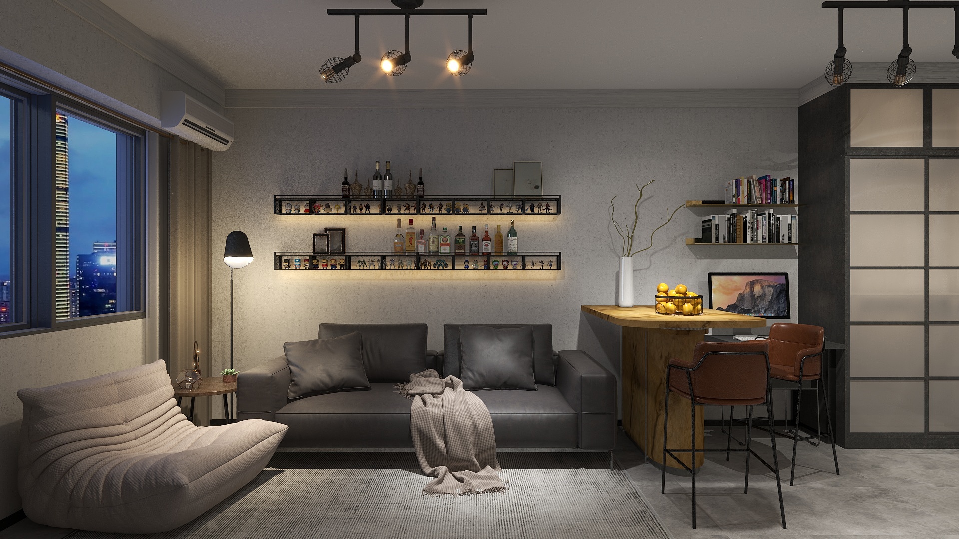 CASP-54平一居室小户型工业风-装修设计方案