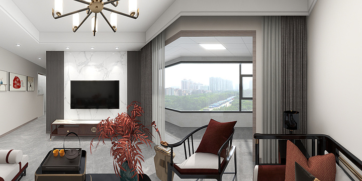 难逃月色111-东原启城-97平米-装修设计方案