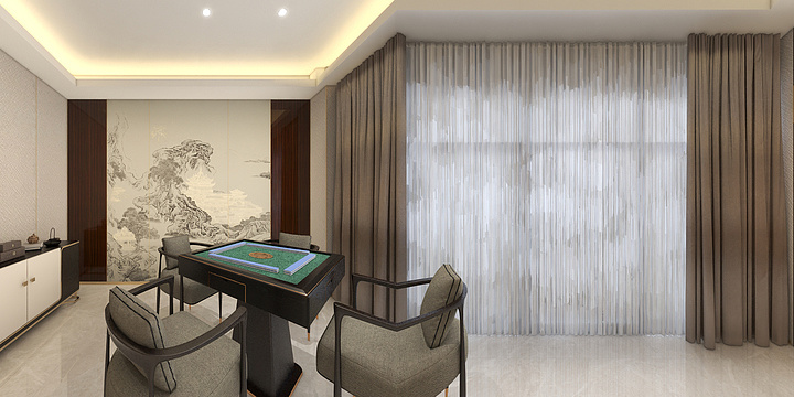 简画个图-悦澜山棋牌室平面图-装修设计方案