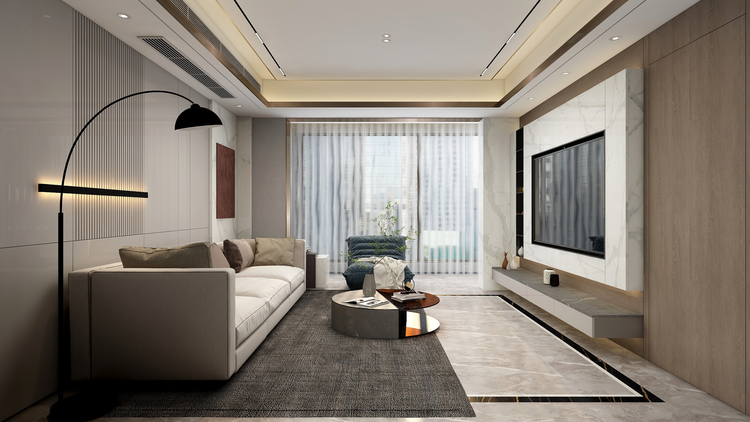 张煜强煜境设计-武汉160平米现代轻奢四房装修效果图