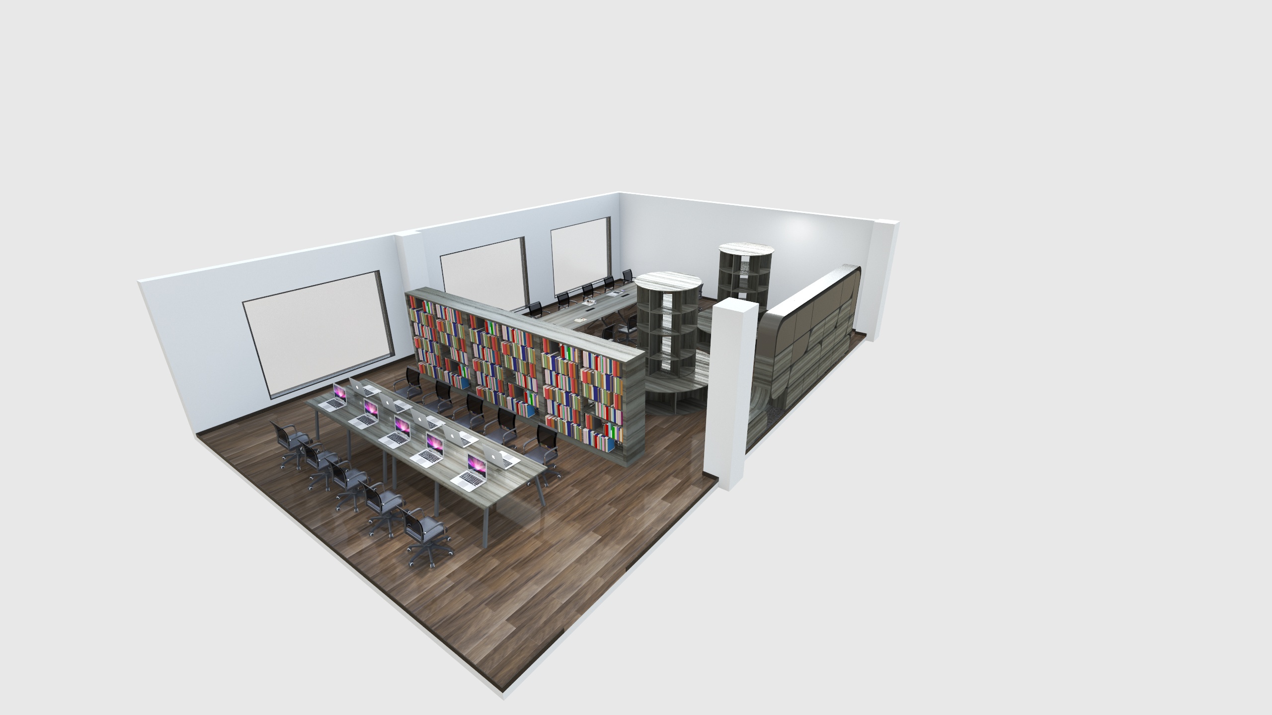 泽凡设计_-图书阅览室-12.8m×8.2m-装修设计方案