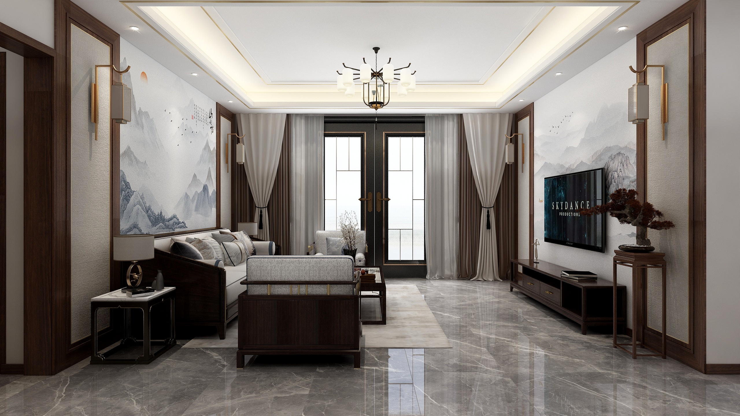 连瑞雪-复式新中式360m²装修效果图