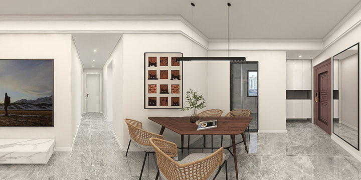 天津市恒月装饰-蓝光13号楼三室户型简约114-副本-装修设计方案