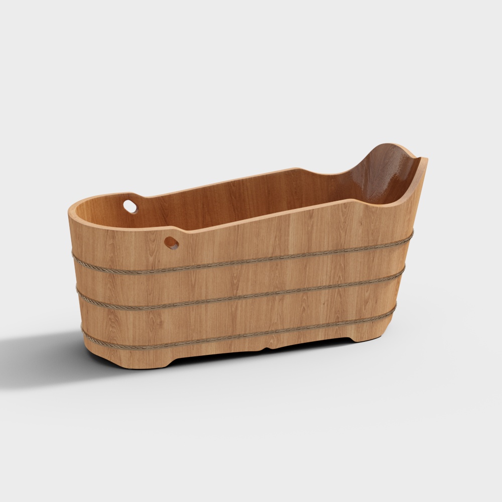 151 cm Japanisch Eiche Holz Badewanne Freistehend Modern Natürlich Badewanne