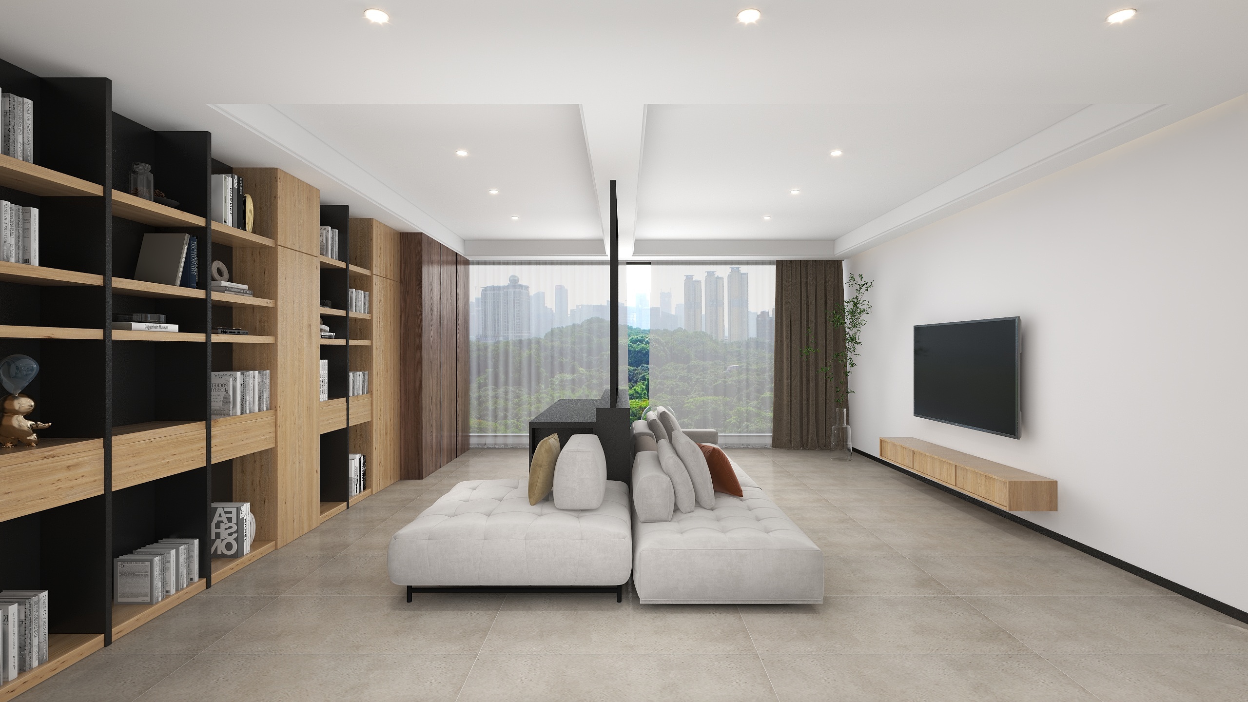 卓来studio-白墙+原木|91㎡简约风装修效果图