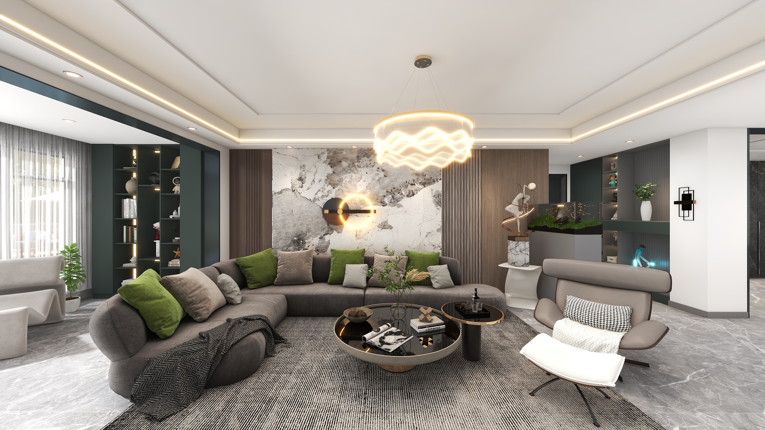 设计师一尘-【现代】——220平写实主义轻奢大平层装修效果图