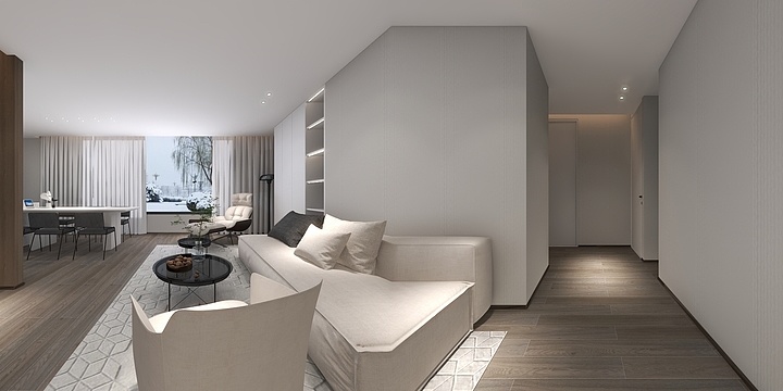 吉林瑞宝壁纸-伊河棠樾133平-极简风格-设计空间9系列产品-装修设计方案