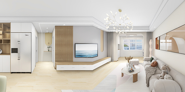 3D全景图0-105㎡3室安平幸福佳苑-装修设计方案