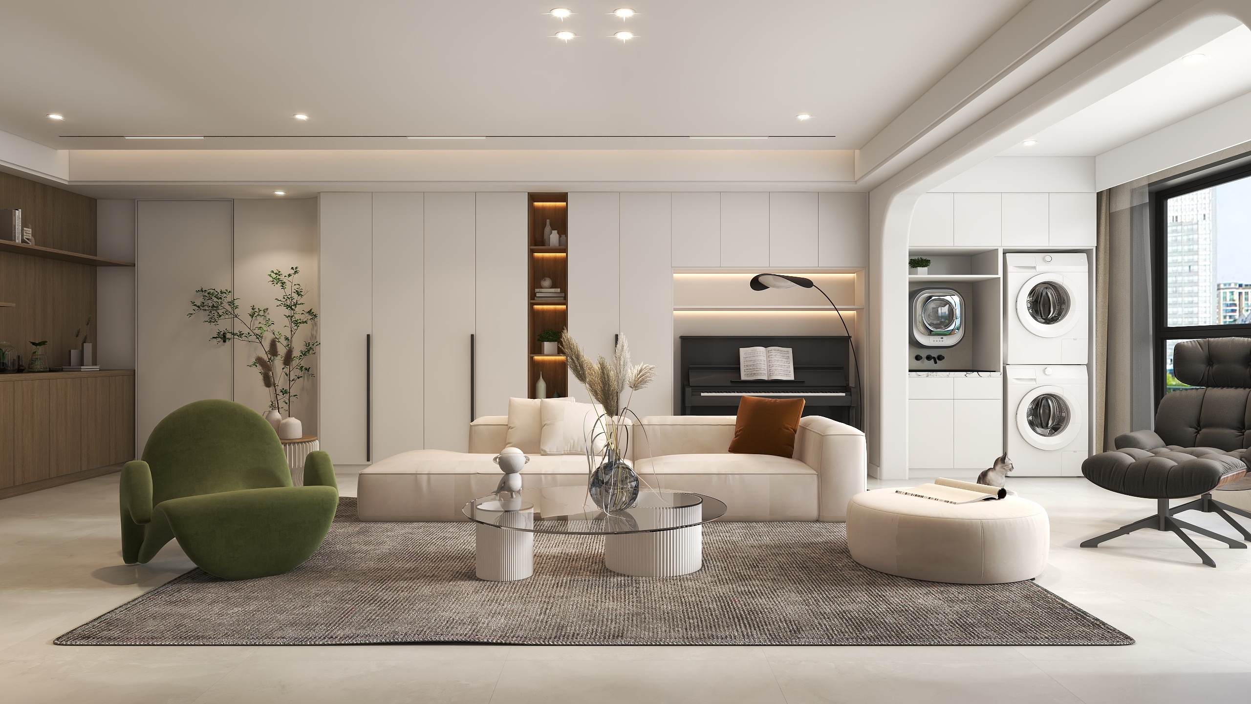 全案整装设计-王工-11现代奶油风客餐厅10.6-装修设计方案