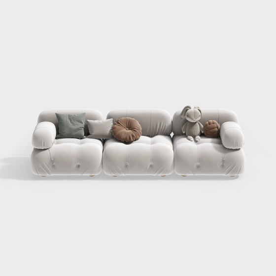 French cream style three-seat sofa