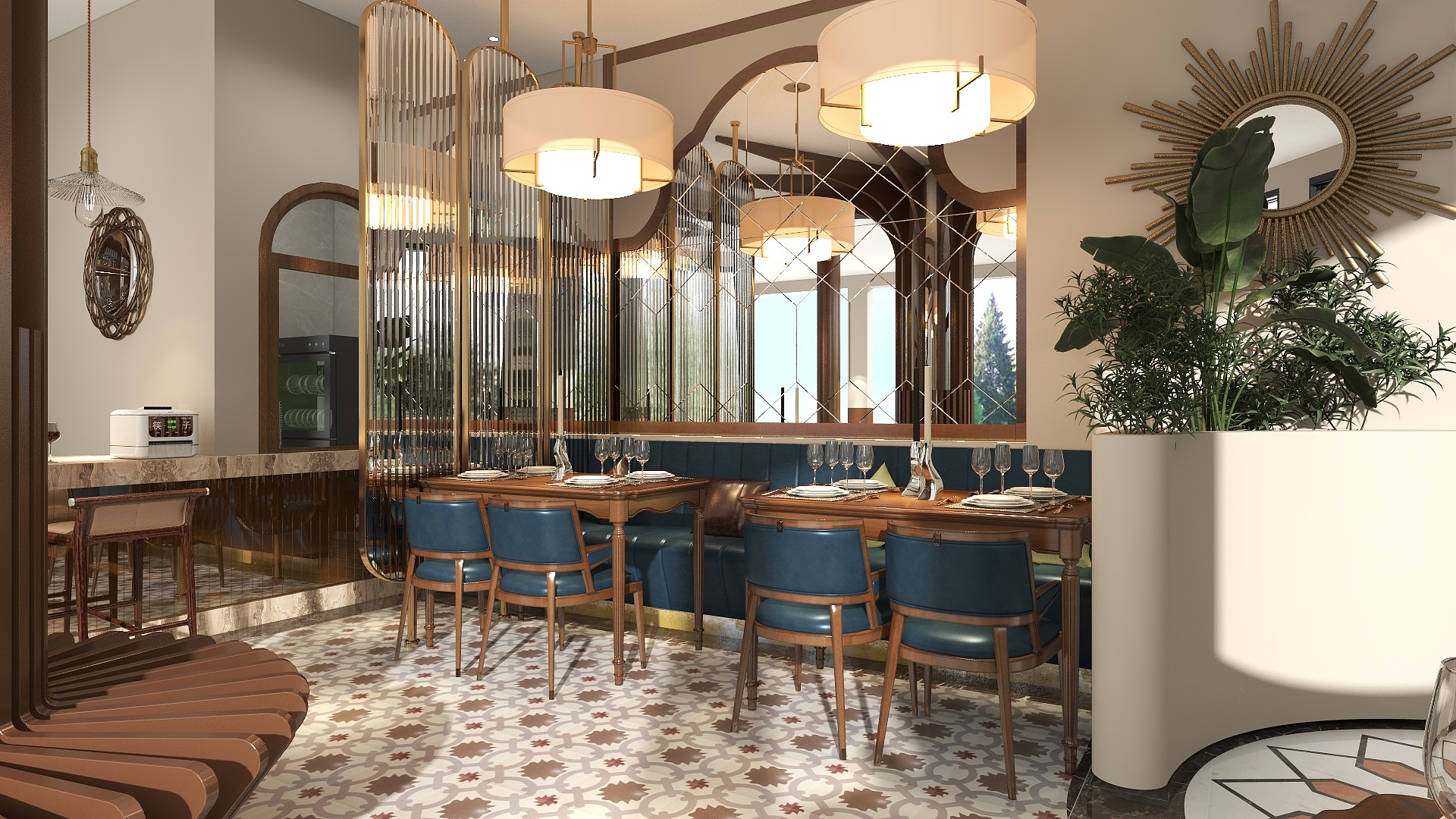 朱晨希-南阳复古风餐厅装修效果图