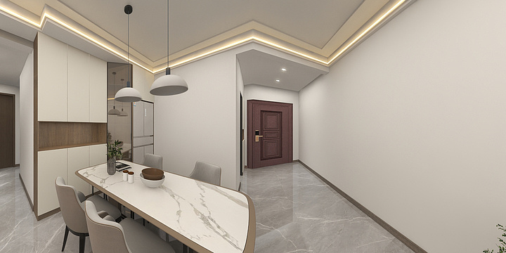 天津市恒月装饰-彩色蓝光128极简-装修设计方案