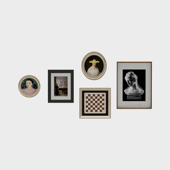 Black and Brown French Cream Style Photo Wall 3D Model