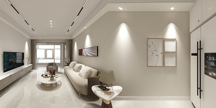 繁星设计室-100平中户现代简约奶油风格-装修设计方案