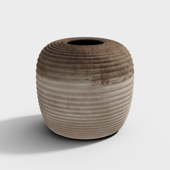 Wabi-Sabi Clay Pot Ornament 3D Model for Unique Decor