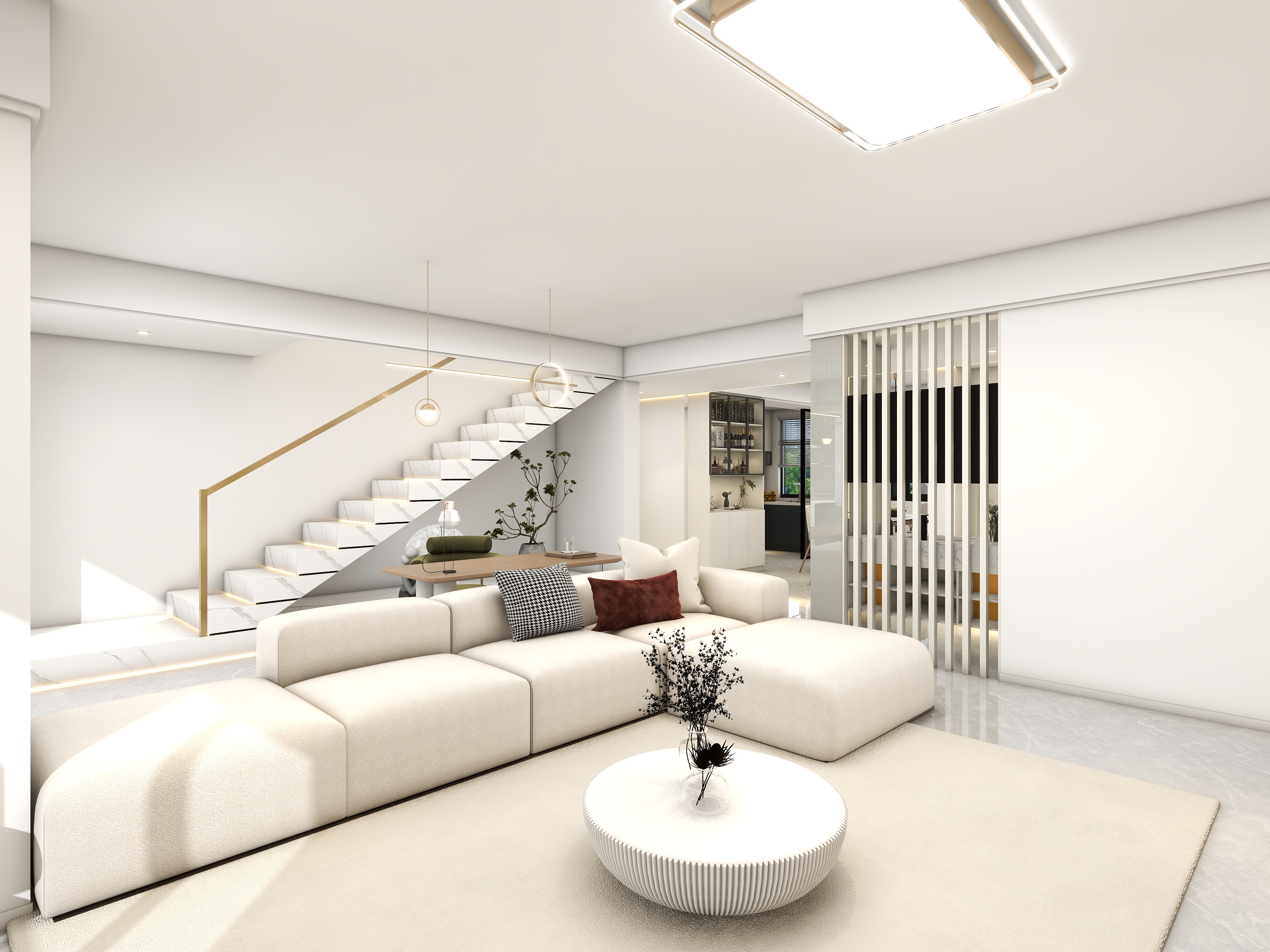 李青越-216方现代简约风格二层复式装修效果图