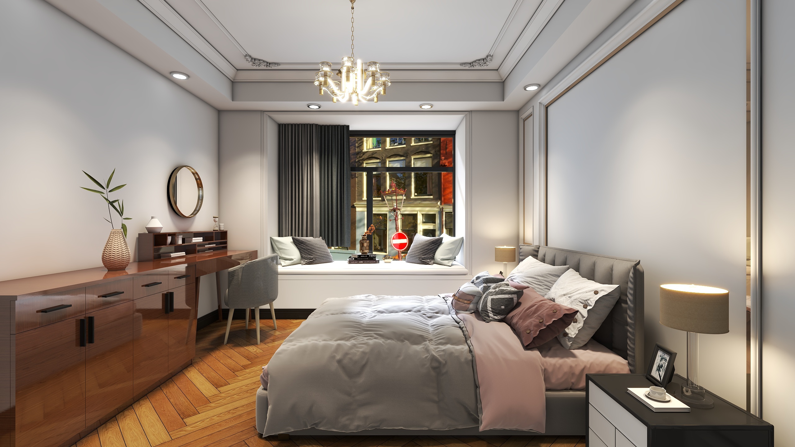 洪流lBak-130法式复古原木风三室装修效果图